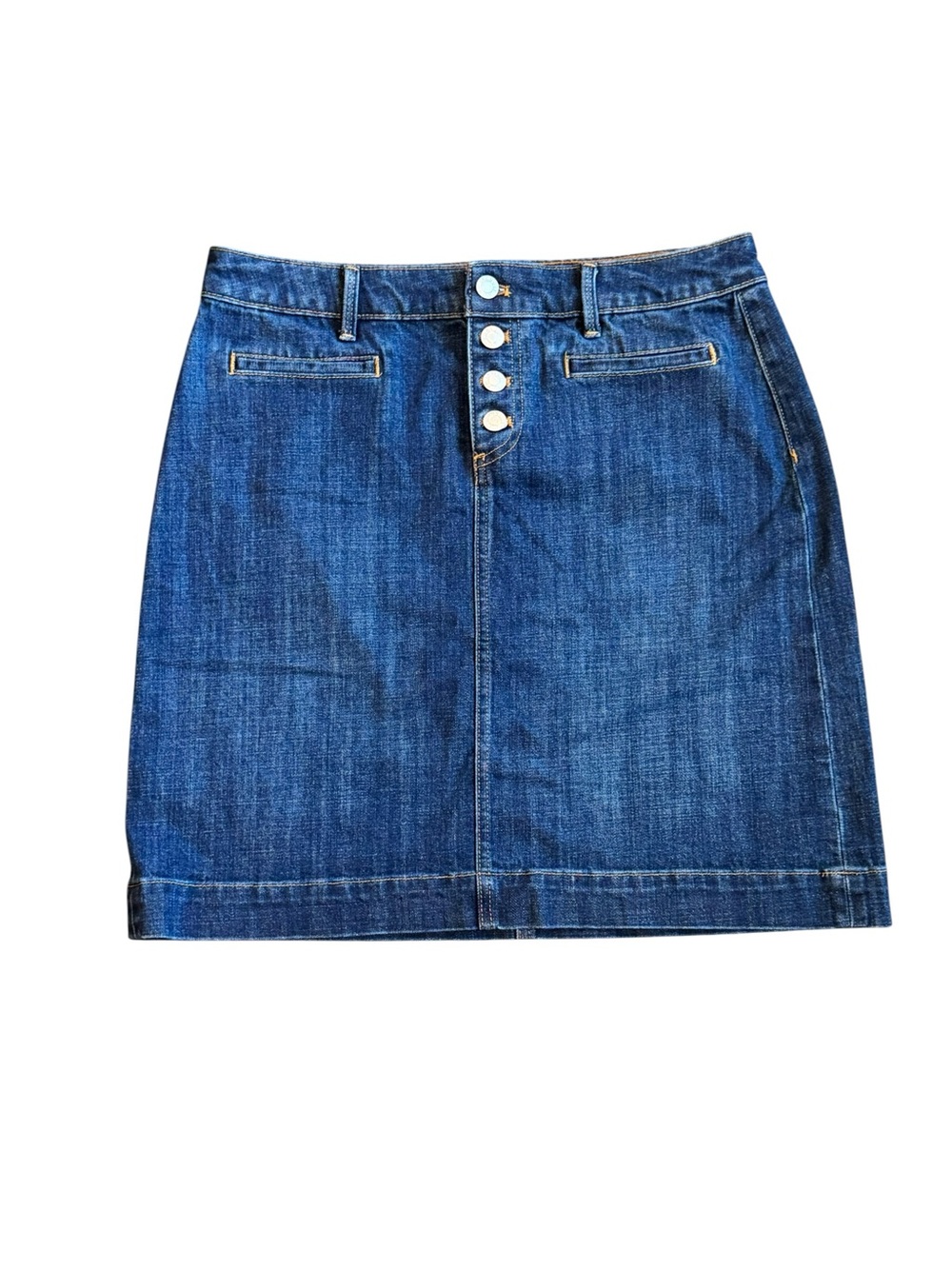 Talbots Indigo Denim Button-Front Mini Skirt